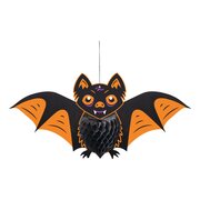 Hngedekor Fledermaus aus Papier schwarz/orange 69cm