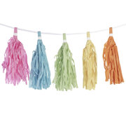 Tassel-Girlande Pastellfarben aus Papier, schwer entflammbar, 3m, 1 Stk.