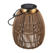 Solarlaterne Gartenlaterne Outdoor aus Metall/Rattan LED gold/natur, 24cm