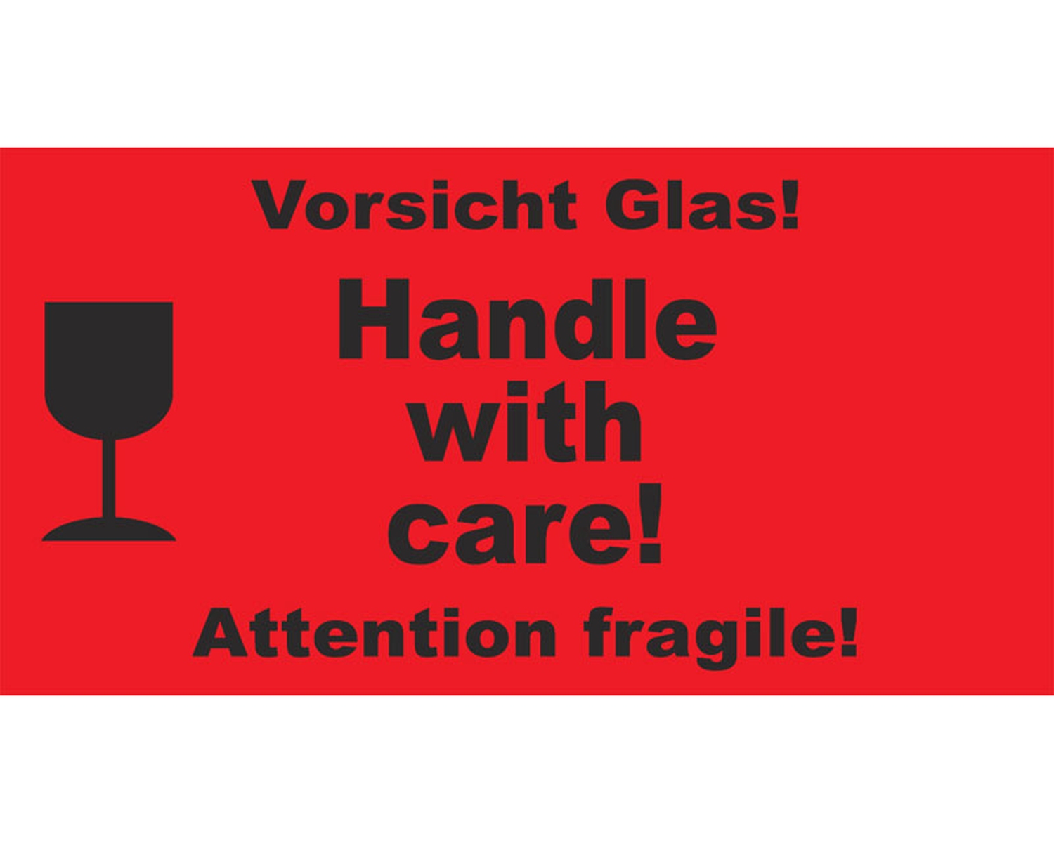 Hinweisetiketten Rot Handle With Care Vorsicht Glas 145x76mm 1000 Stk