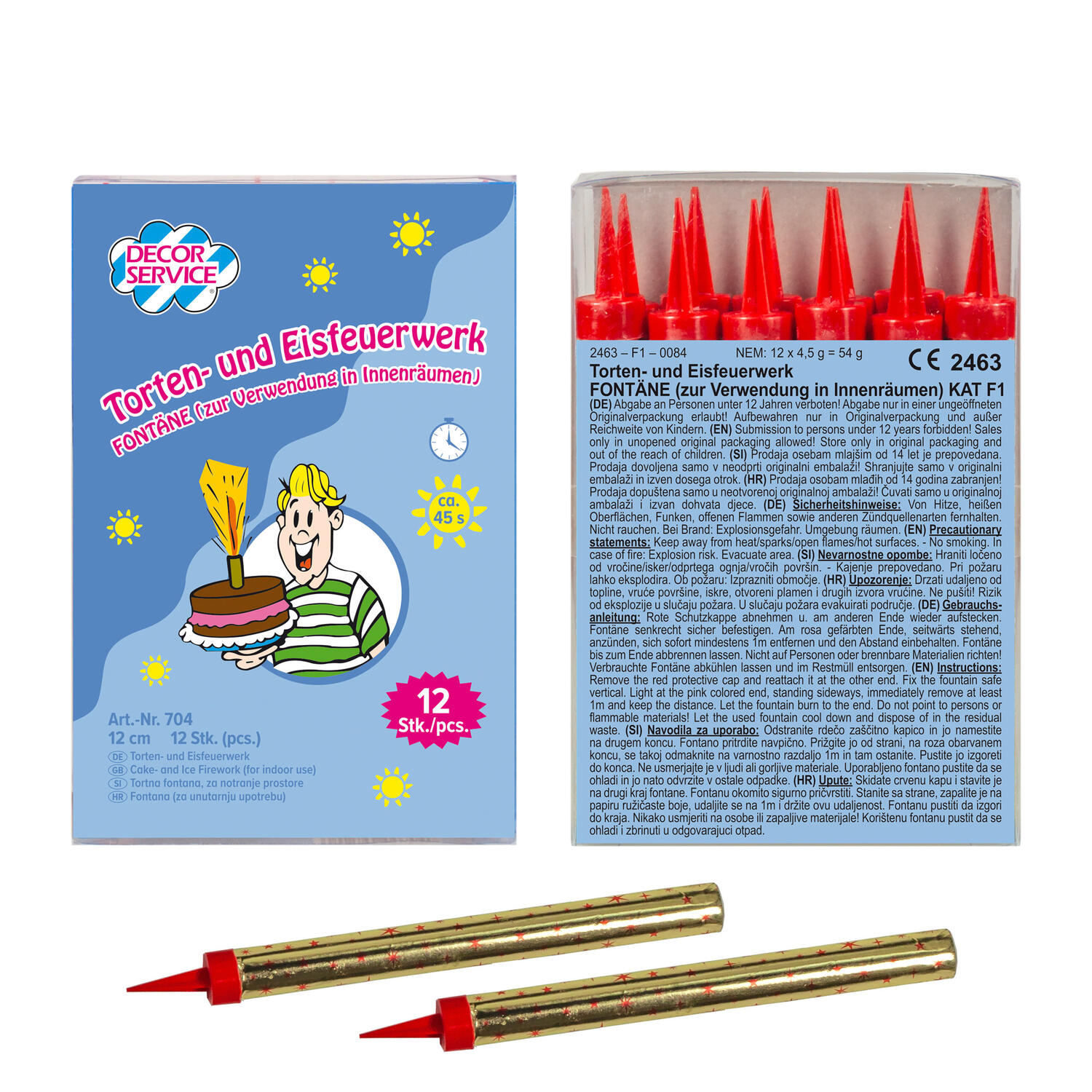 Torten- und Eisfeuerwerk, 12cm, 12 Stk.