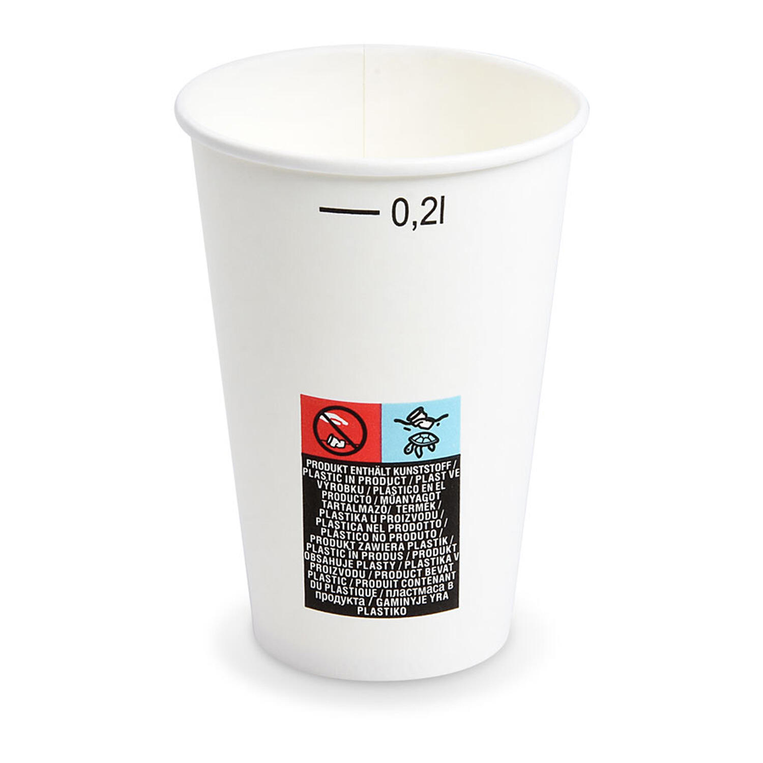 Hei- und Kaltgetrnkebecher Pappbecher FSC Mix/PE wei 200ml Eichstrich   70mm, 50 Stk.