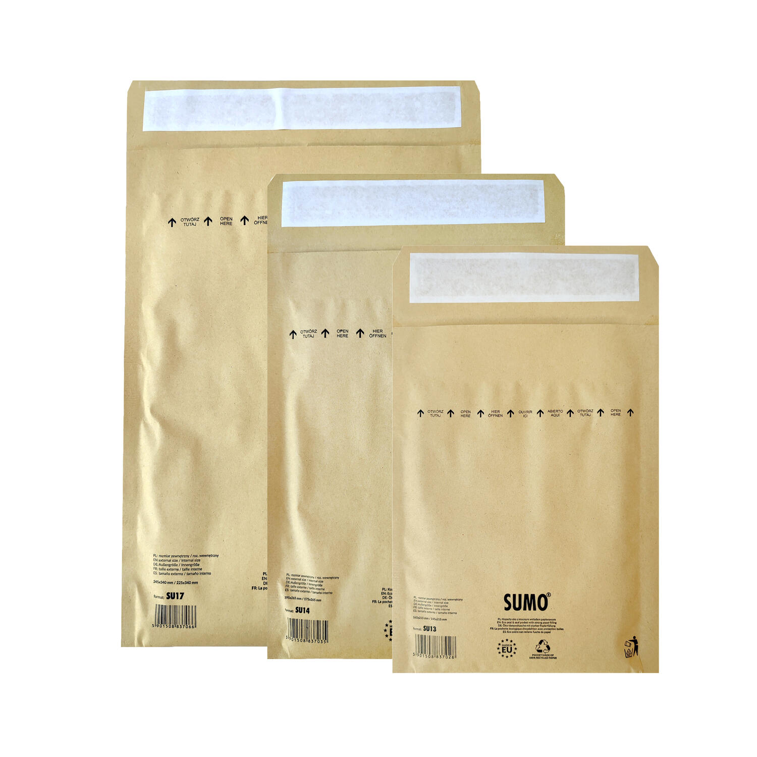 Papierpolstertaschen 245 x 340mm (A) | 225 x 340mm (I) braun, 50 Stk.