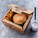 Hamburgerboxen aus Mikrowellpappe 2-geteilt bedruckt braun 21 x 16 x 10 cm, 100 Stk.